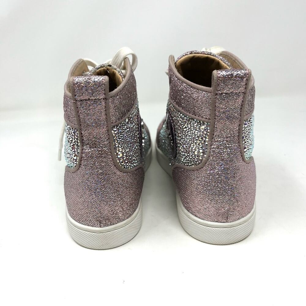 Christian Louboutin Louis Strass High Top Sneakers Size 38.5 US 8.5 Pink Crystal - Picture 3 of 8